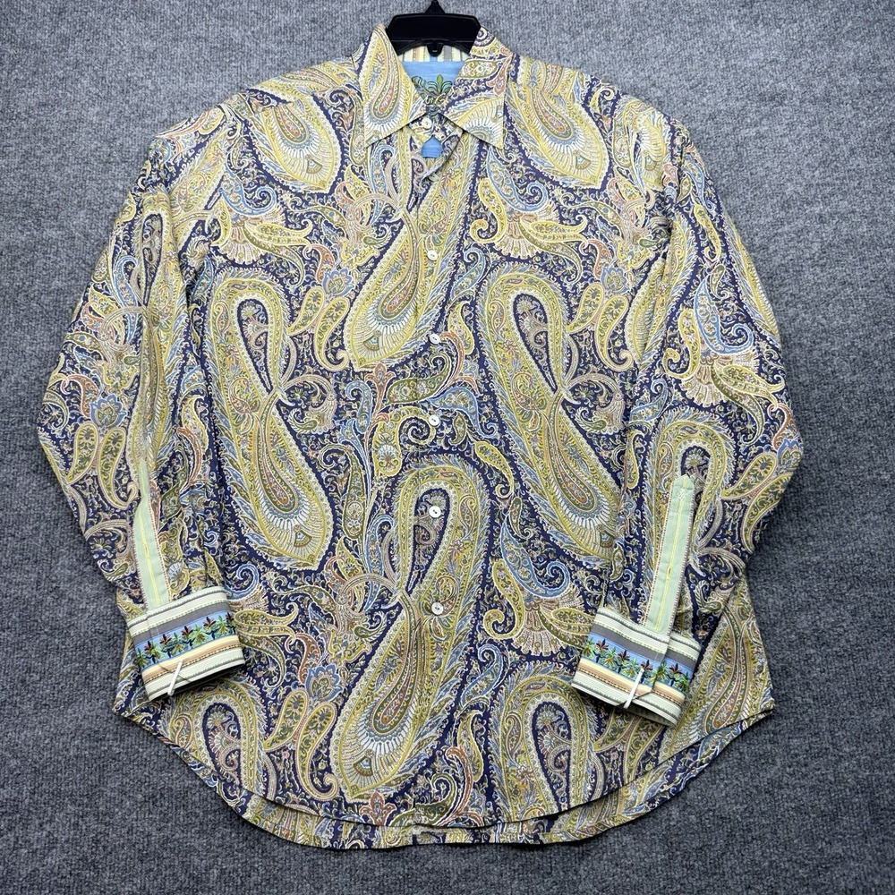 Robert Graham (M) Paisley Flip Cuff‎ Shirt with Embroidered Accents